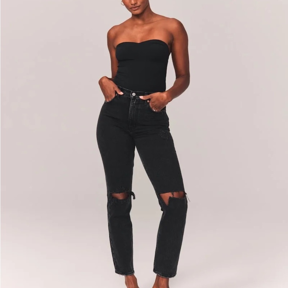 Abercrombie‎ & Fitch Curve Love 90s Ultra High Rise Straight Jeans 25 0 - Picture 1 of 7